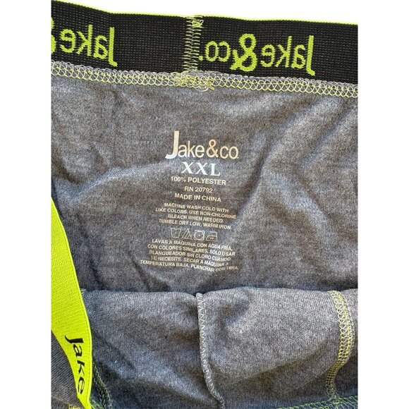Jake & Co. Gray Boxer Briefs XXL Polyester With Neon Green Waistband Comfortable - Picture 5 of 5